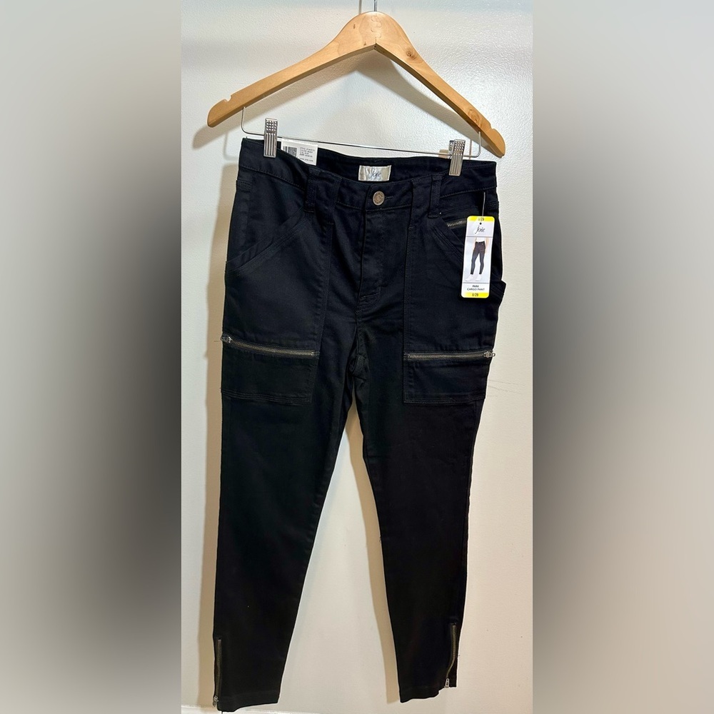 Joie Park Skinny Cargo Pants in Black with Zip Pocket and Ankle Zipper Size 8/29